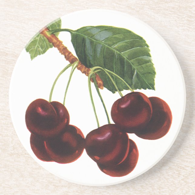 Posavasos Alimentos de fruta añejos y cerezas maduras de un  (Frente)