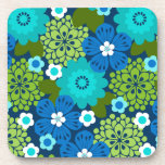 Posavasos Allana Garden Hawaiian Graphical Floral - Cool<br><div class="desc">Navy ground with ocean blue,  turquoise,  aqua,  white,  olive and lime greens colorway. Tropical flowers and leaves were drawn in a graphical retro style that was popular in the forties on the menus of the Hawaiian steamships. 
This design comes in several colorways.</div>