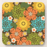 Posavasos Allana Garden Hawaiian Graphical Floral - Warm<br><div class="desc">Brown ground with orange,  gold,  tan,  cream,  turquoise,  olive and lime greens colorway. Tropical flowers and leaves were drawn in a graphical retro style that was popular in the forties on the menus of the Hawaiian steamships. 
This design comes in several colorways.</div>