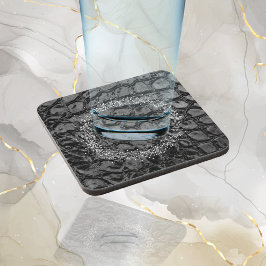 Posavasos Alligator Black Faux Leather | Su logotipo