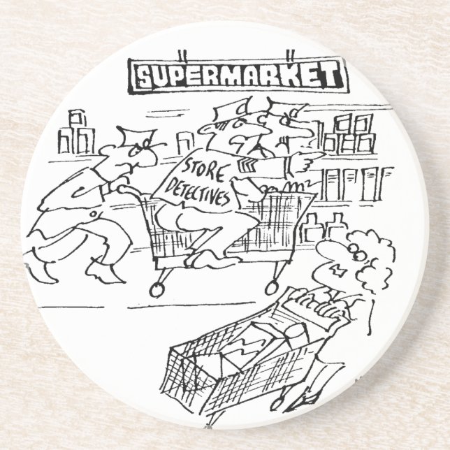 Posavasos Almacenar detectives en un supermercado (Frente)