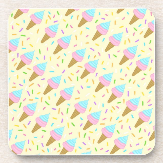 Posavasos Almofada fofa com estampa contínua de sorvetes (Frente)