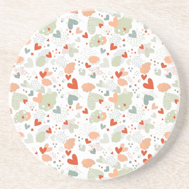 Posavasos Almohada con estampado de corazones abstractos (Frente)