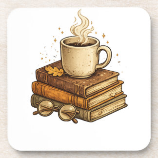 Posavasos Almohada Cozy Coffee y Libros Estética Vintage