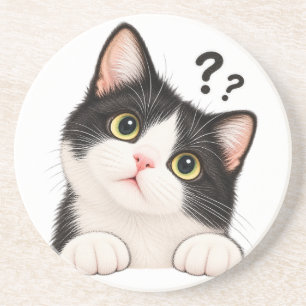 Posavasos Almohada de gato esmoquin negro y blanco curioso