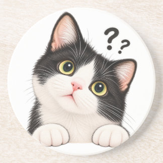 Posavasos Almohada de gato esmoquin negro y blanco curioso