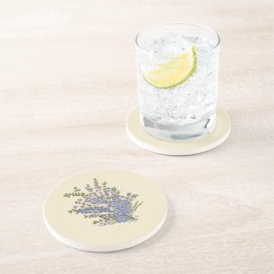 Posavasos Almohada de lanzamiento de ramo floral de lavanda 