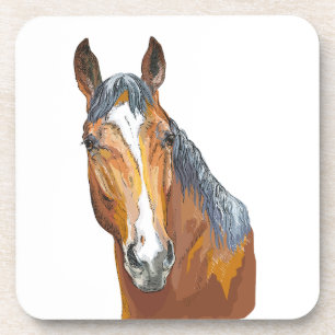 Posavasos Almohada de tirar con dibujo a mano de caballo bay