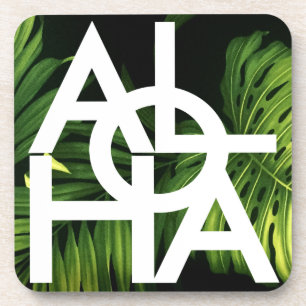 Posavasos Aloha Moderno Palma Vibraciones de la Isla de Hawa