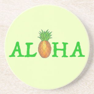 Posavasos ALOHA Tropical Hawaiian Island Pineapple Fruit
