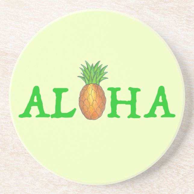 Posavasos ALOHA Tropical Hawaiian Island Pineapple Fruit (Frente)