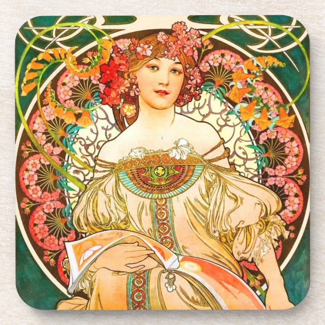 Posavasos Alphonse Mucha Art Nouveau Daydream (Frente)