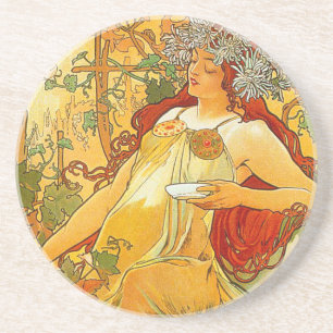 Posavasos Alphonse Mucha Art Nouveau Otoño