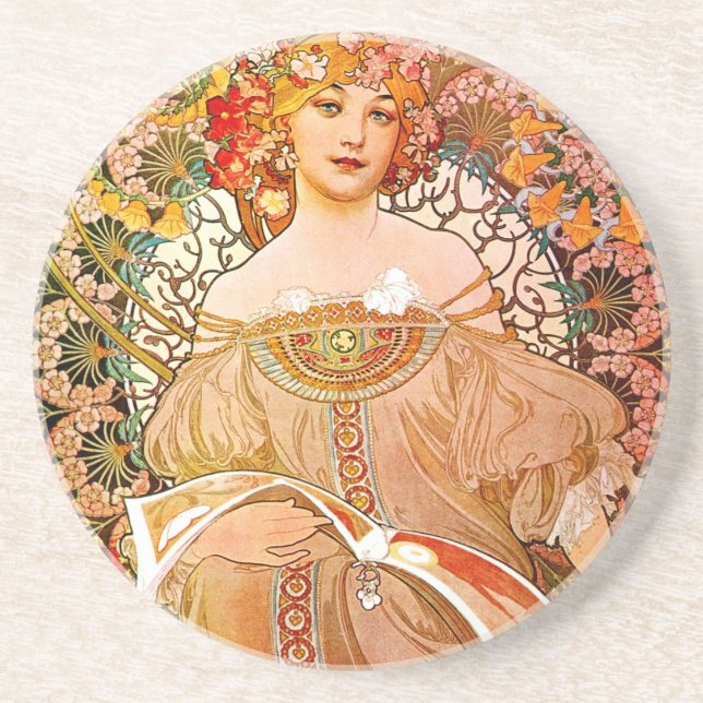 Posavasos Alphonse Mucha Dreaming (Reverie) (Frente)