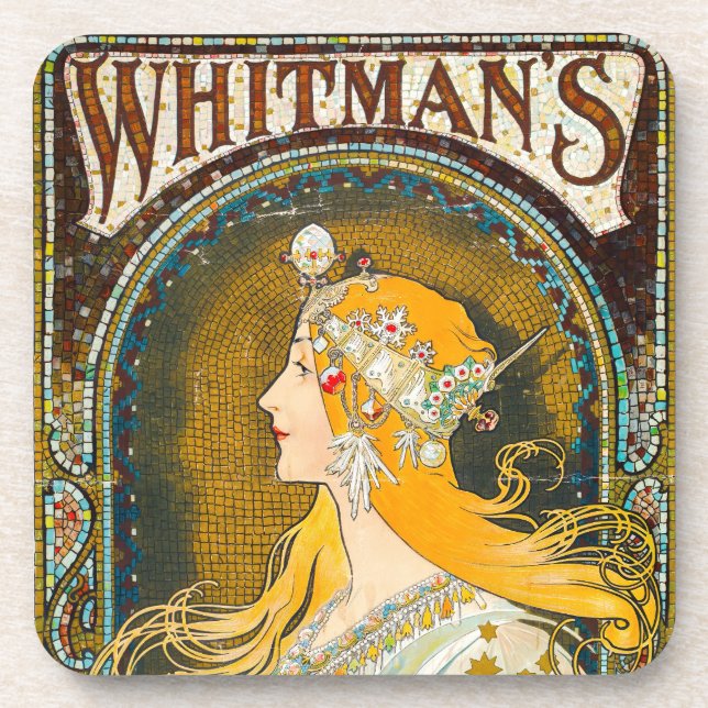Posavasos Alphonse Mucha vincula el anuncio de Whitman (Frente)