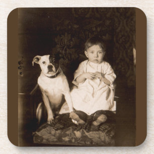 Posavasos alrededor de 1910 pitbull y baby RPPC