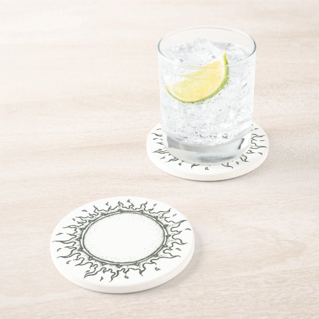 Posavasos Alrededor del Sun - dibujo blanco y negro (Lado)