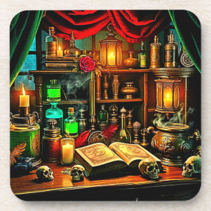 Posavasos Altar de Bruja Diseño de Poción Mística Nocturna