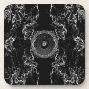 Posavasos Altavoz de música en blanco y negro