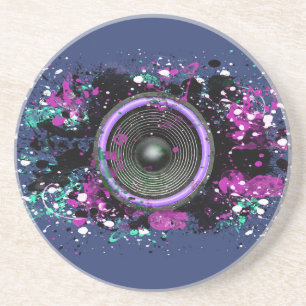 Posavasos Altavoz de música y pintura salpicada