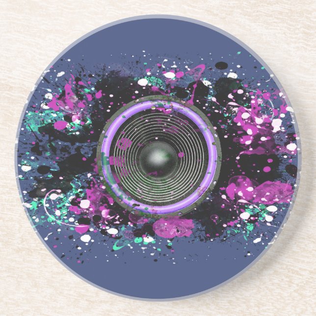 Posavasos Altavoz de música y pintura salpicada (Frente)