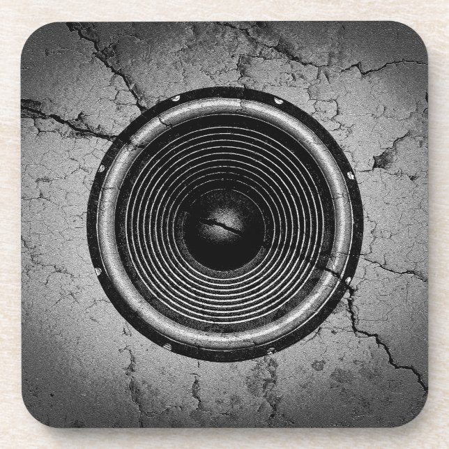 Posavasos Altavoz musical en una pared rota (Frente)