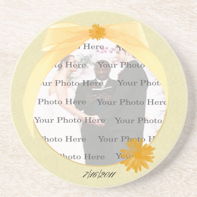 Posavasos Aluminio de flores amarillo (Frente)