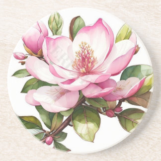 Posavasos Aluminio de magnolias rosadas
