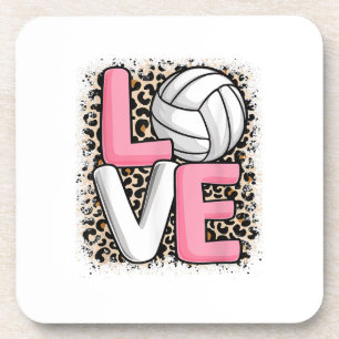 Posavasos Ama el estampado de leopardo de voleibol para muje