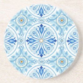 Posavasos Amalfi Coast Mediterranean Blue Tile Sandstone