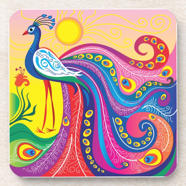 Posavasos Amanecer de Pavo Real (Frente)