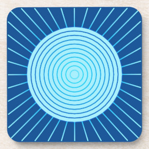 Posavasos Amanecer geométrico moderno - Azul cobalto y Aqua