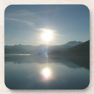 Posavasos Amanecer sobre el fiordo universitario Alaska Foto