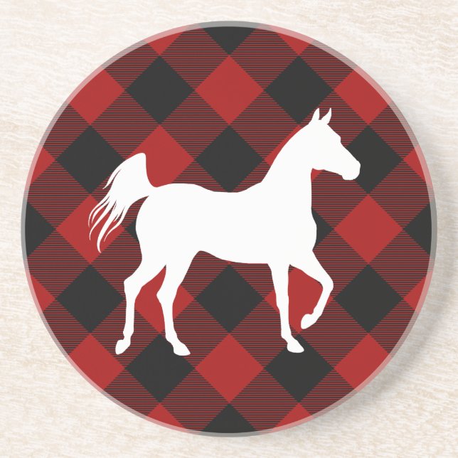 Posavasos Amante de Caballo Plaid Granja (Frente)