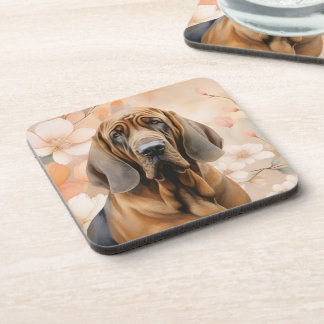 Posavasos Amante de los perros Bloodhound y flores de meloco
