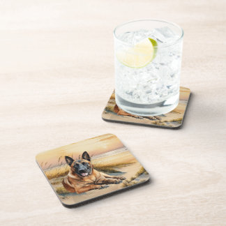Posavasos Amante del perro Malinois Belga Playa de Arena