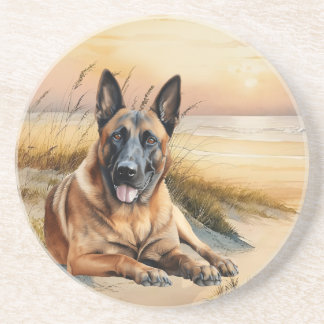 Posavasos Amante del perro Malinois belga Playa de arena