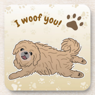 Posavasos Amante feliz del perro pequinés te quiero con pata