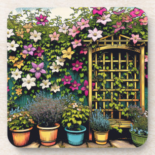Posavasos Amantes de la planta y el jardín Clematis Trellis