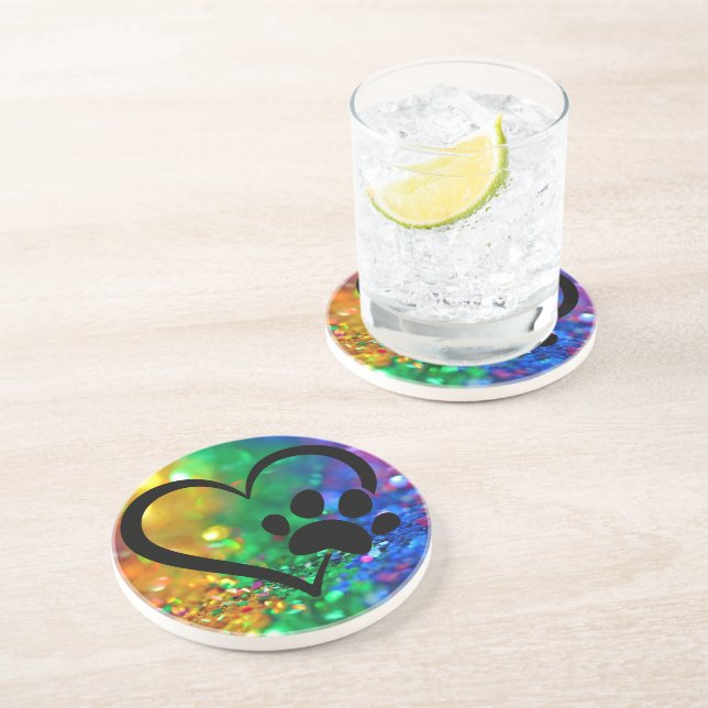 Posavasos Amantes de las Mascotas con piedra arenisca (Lado)