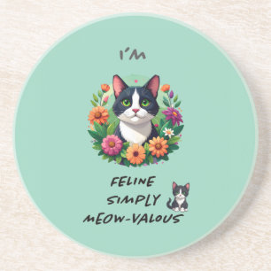 Posavasos Amantes de los gatos florales gato esmoquin