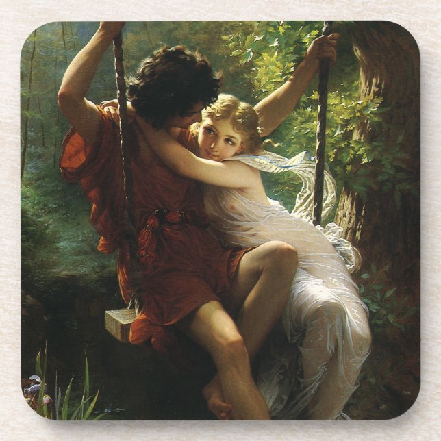 Posavasos Amantes de una Swing. Primavera de Pierre Auguste  (Frente)