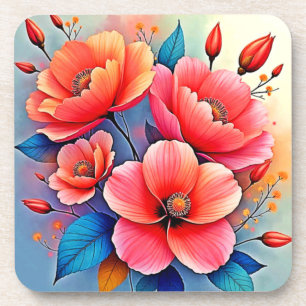Posavasos Amapolas Elegantes: Arte de la Naturaleza Radiante