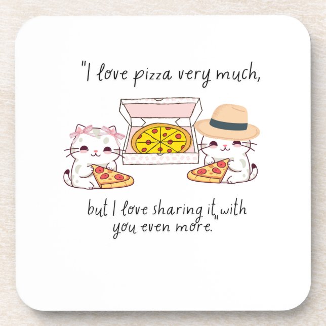 POSAVASOS AMAR MUCHO A PIZZA, GATOS (Frente)
