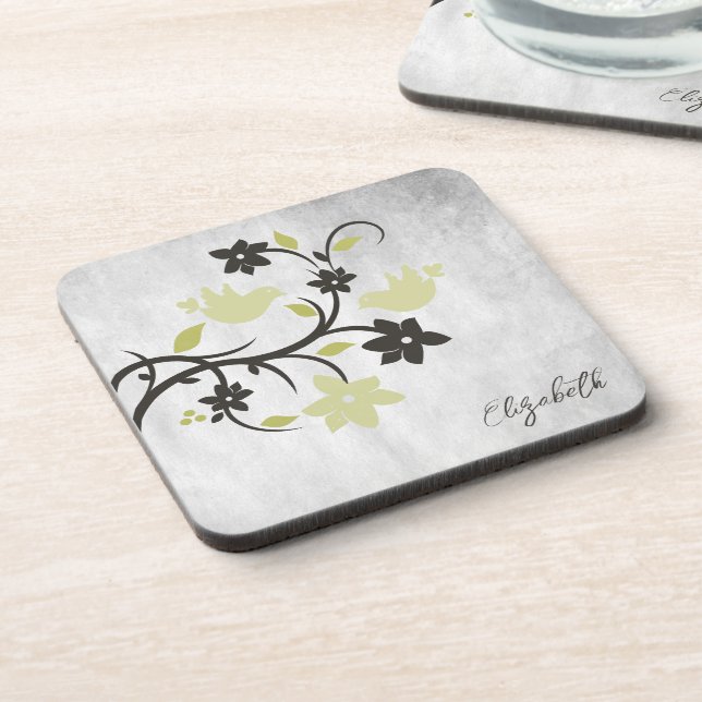 Posavasos Amarillo Aves Bebida (Lado Izquierdo)