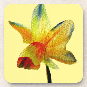Posavasos Amarillo Daffodil acuarela arte Primavera Flor