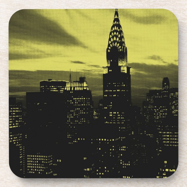 Posavasos Amarillo dorado de Nueva York (Frente)