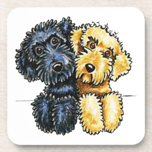 Posavasos Amarillo negro de Labradoodles alineado