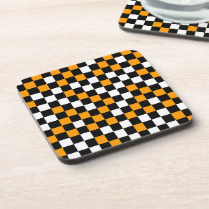 Posavasos Amarillo Negro y Blanco Cuadros