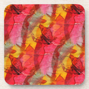 Posavasos Amarillo rojo del arte de la acuarela